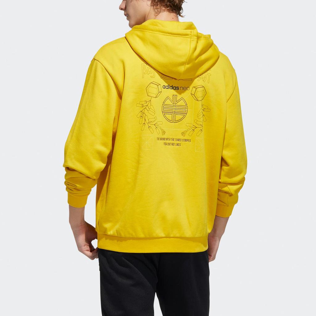 adidas Neo Men's Half-Zip Logo Print Hoodie Yellow H52969
