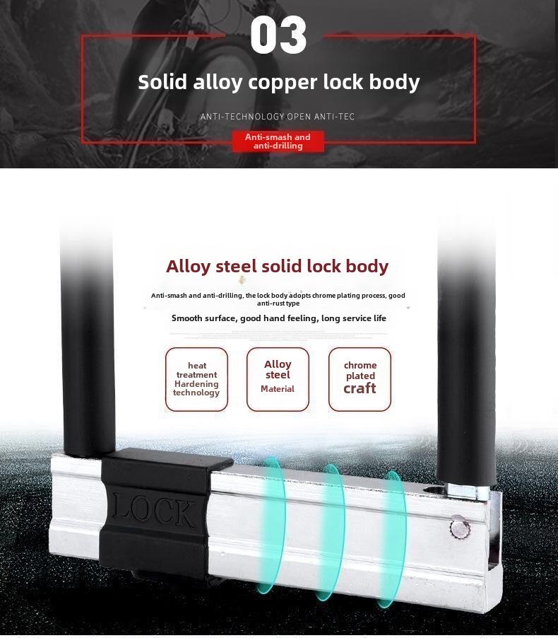 U-Shaped Anti-Theft Waterproof Lock for Bicycles, Electric Vehicles, and Motorcycles