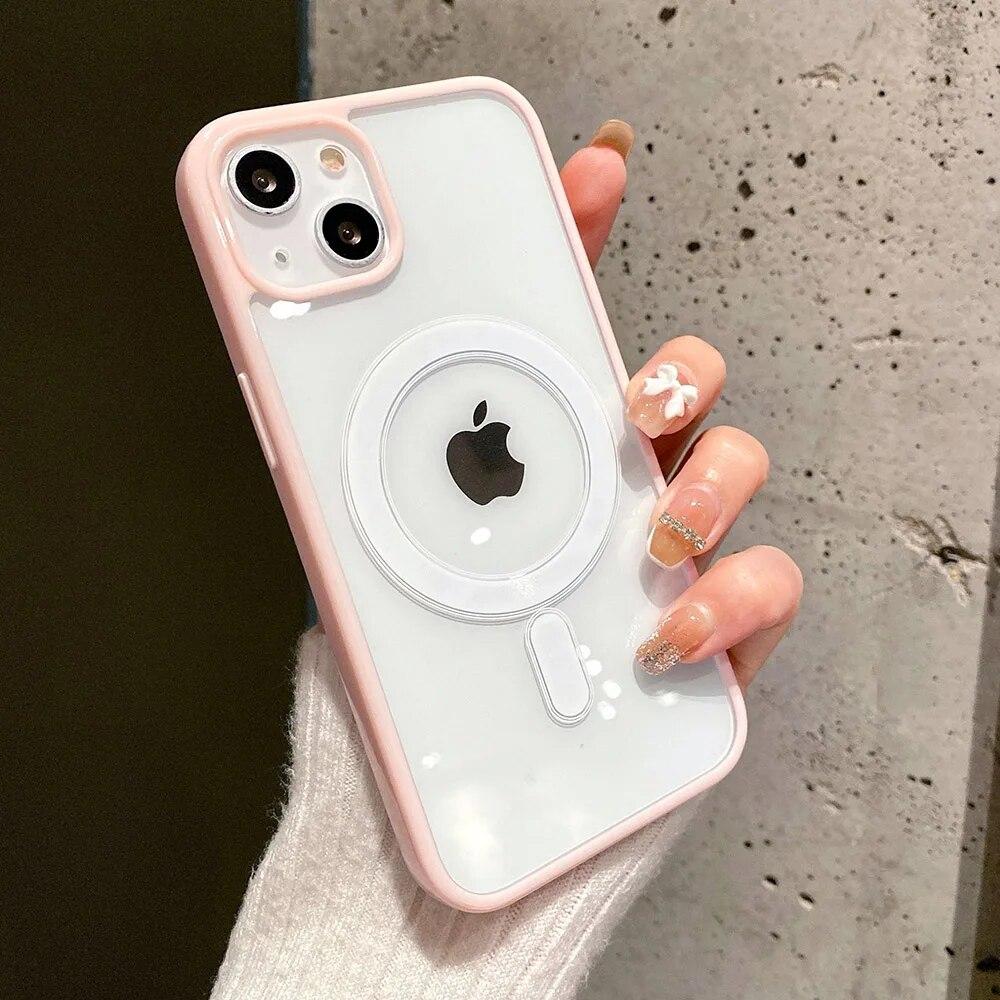Роскошный магнитный чехол с беспроводной зарядкой для телефона Magsafe для iPhone 15 14 13 12 11 Pro Max XR XS X 7 8 SE мини противоударный чехол