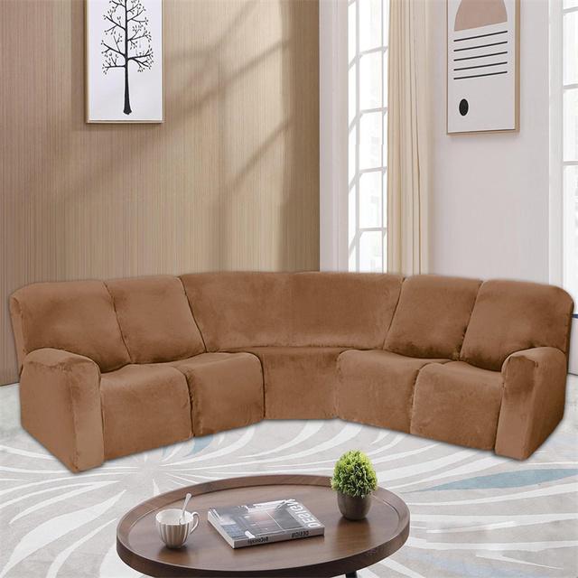 5 Seater Recliner Sofa Covers Stretch Velvet Sectional L Shape Sofa Slipcovers For Living Room Couch Furniture Protect Cover