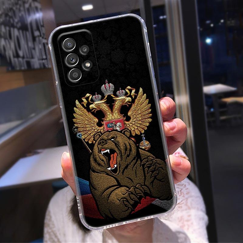 Силиконовый прозрачный чехол для Samsung Galaxy A52 A51 A53 A72 A71 A73 A32 A31 A33 A22 A11 Мягкие чехлы Чехол Россия Российские флаги Эмблема