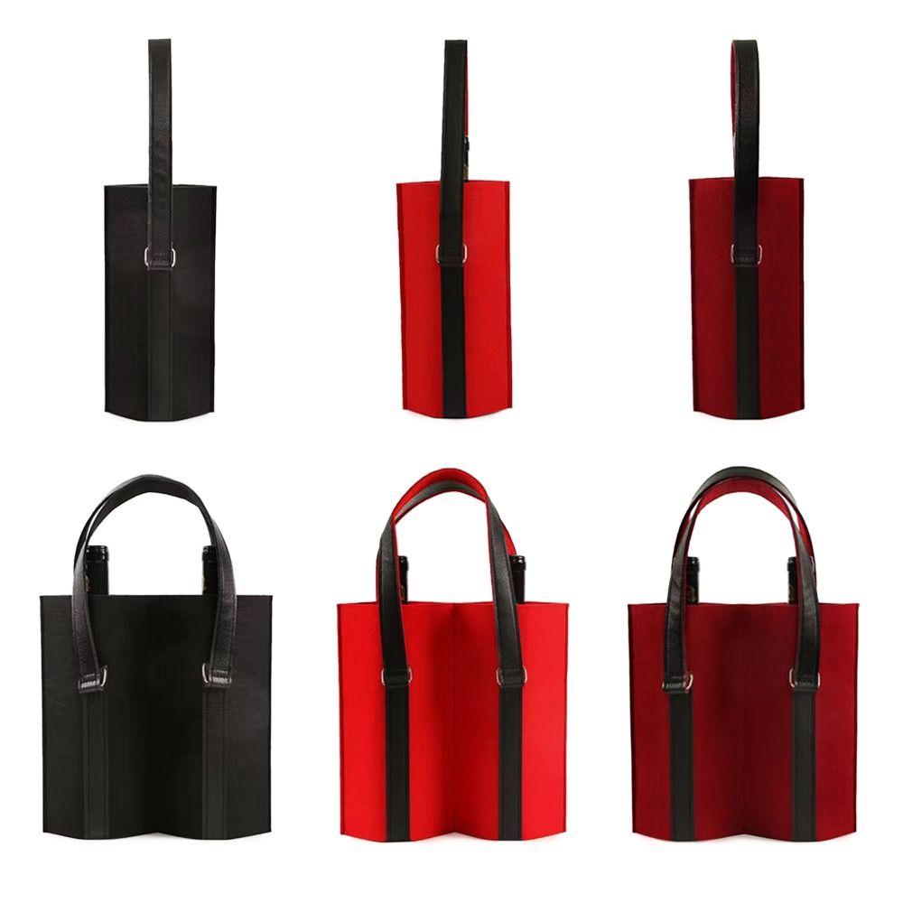 Protable Storage Bag Simple Red Wine Pouch Bottle Carrier Wine Storage Bag Felt Bag