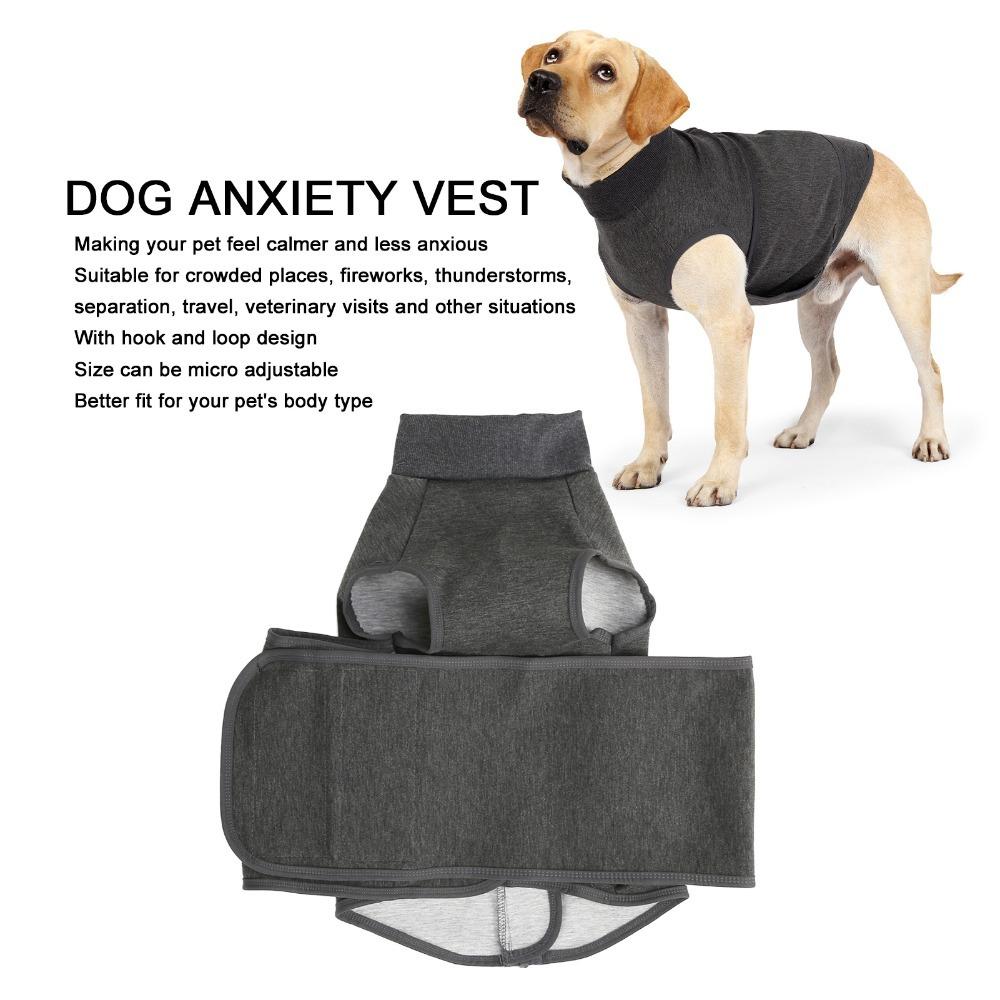 Soft Fabric Dog Calming Jacket Adjustable Thunder Relief Dog Shirt Outdoor Walking