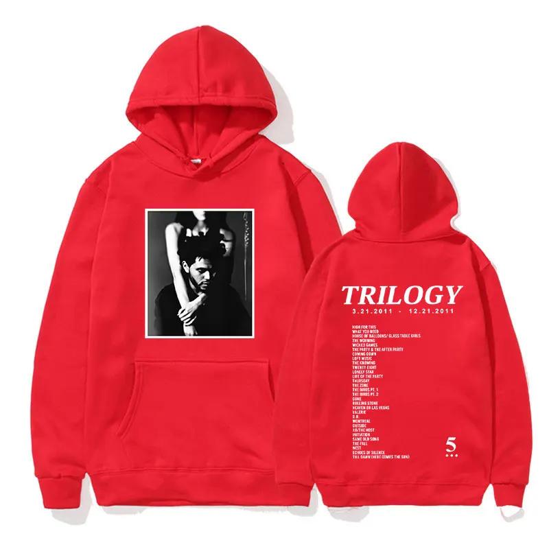 Large hooded sweatshirt with men's The Weeknd Trilogy music album print  hip-hop trend sweater  sweatshirt  unisex casual wear