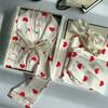 High-end ins love full print light luxury ice silk pajamas women's summer long-sleeved trousers loungewear set