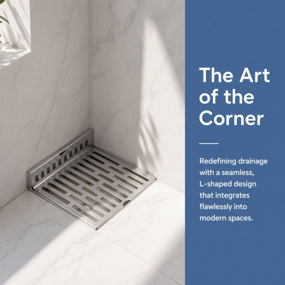 Right Angle Design Corner Floor Drain 304 Stainless Steel Wall Corner Drain Laundry Room