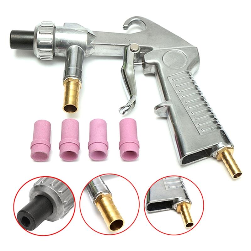Practical Sand Blaster Gun Kit for w/ Ceramic Nozzle Tips Feed Blast Spray Gun for Cleaning Car Metal Rims Sandblast Cab