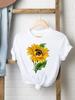 Women Fashion Female Short Sleeve Ladies T-shirts Graphic Tee Sunflower Watercolor Clothing Summer Casual T Shirt Clothes