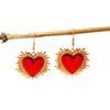 Готические Ретро Сердце Иисуса Золотой Цвет Нержавеющая Сталь Красная Капельная Глазурь Форма Сердца Подвесные Серьги для Женщин Bohemia Трендовые Украшения