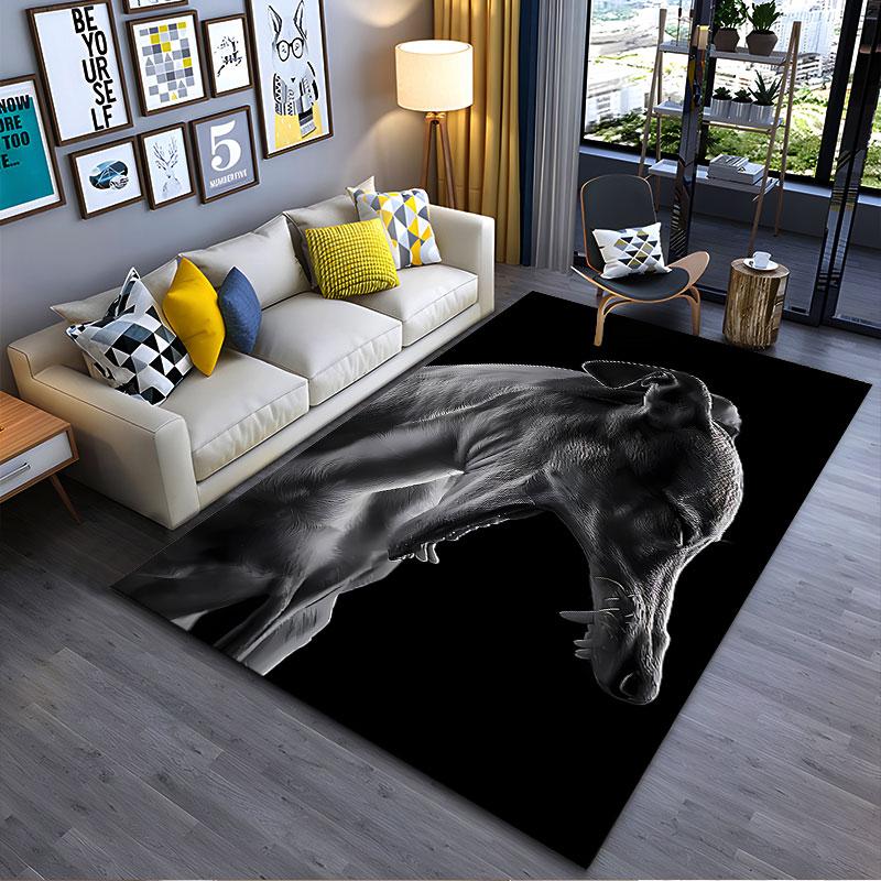 Greyhound Dog Art on Black suitable as a non-slip mat for the living room or bedroom sofa