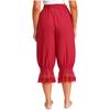 S-L Womens Lace Trim Long Bloomers Loungewear Elastic Waist with Drawstring Loose Harem Pants Medieval Pirate Pantaloons Midi Pants