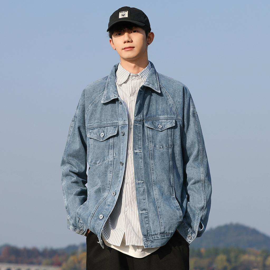 Джинсовая куртка Куртка для мужчин и женщин, Повседневная и стильная Американский реглан Рабочая одежда Ретро Универсальная