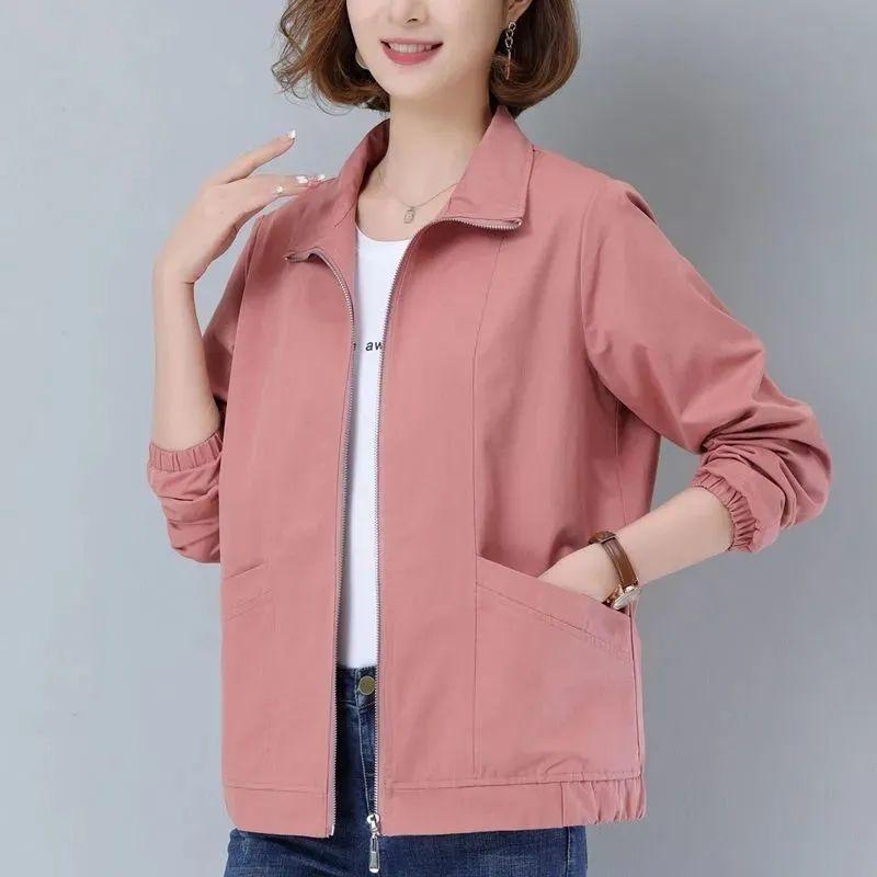 New Spring Autumn Trench Coat Women's Windbreaker Slim Stand-Collar Solid Outwear Ladies Short Casual Outwear Tops Lining