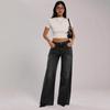 Womens Vintage Low Waist Loose Straight Leg Jeans Washed Blue Casual Denim Pants