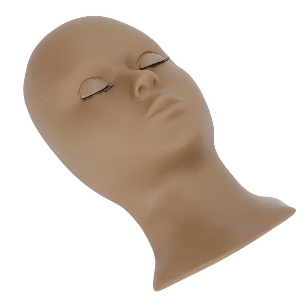 Eyelash Extension Mannequin Head Removable Eyelids High Simulation Silicone Lash Training Practice Head Coffee