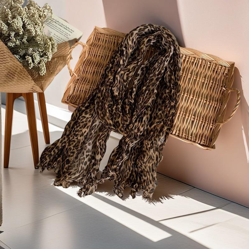 Дышащий платок с принтом классический леопард плиссе жареные булочки женский головной платок шелковый платок