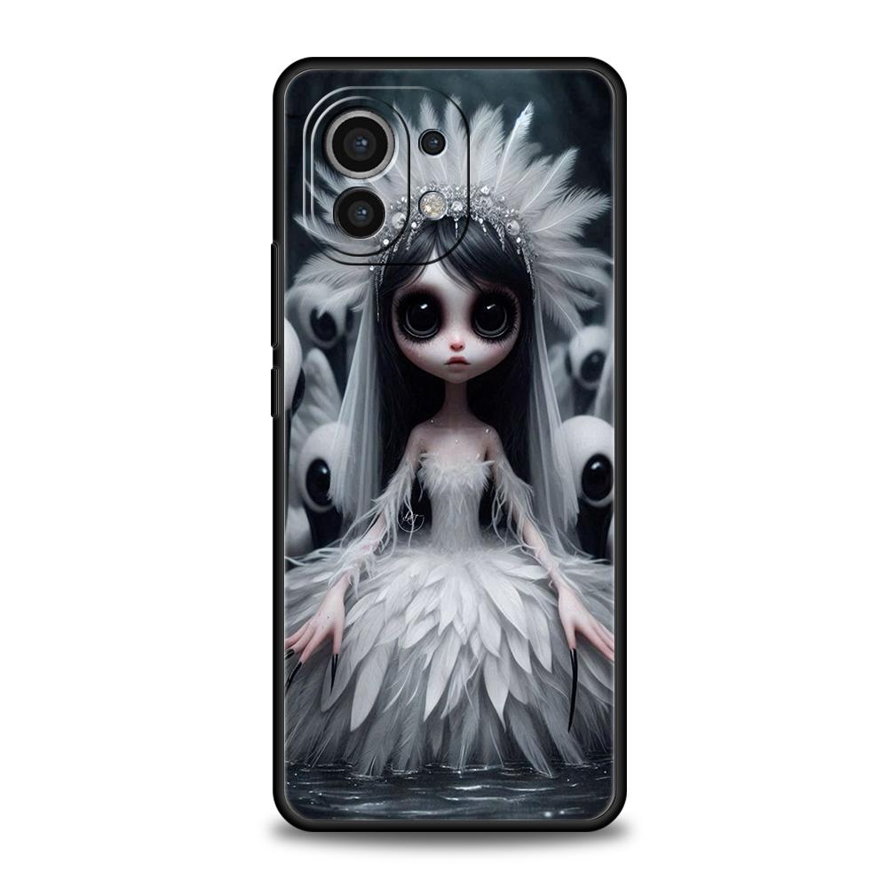 Чехол для телефона для Xiaomi Poco F7 F6 F5 F4 F3 X7 X6 X5 X4 X3 NFC M4 C51 C55 GT Pro Мягкий ТПУ Темный Милый Кукла Девушка Искусство Креативный