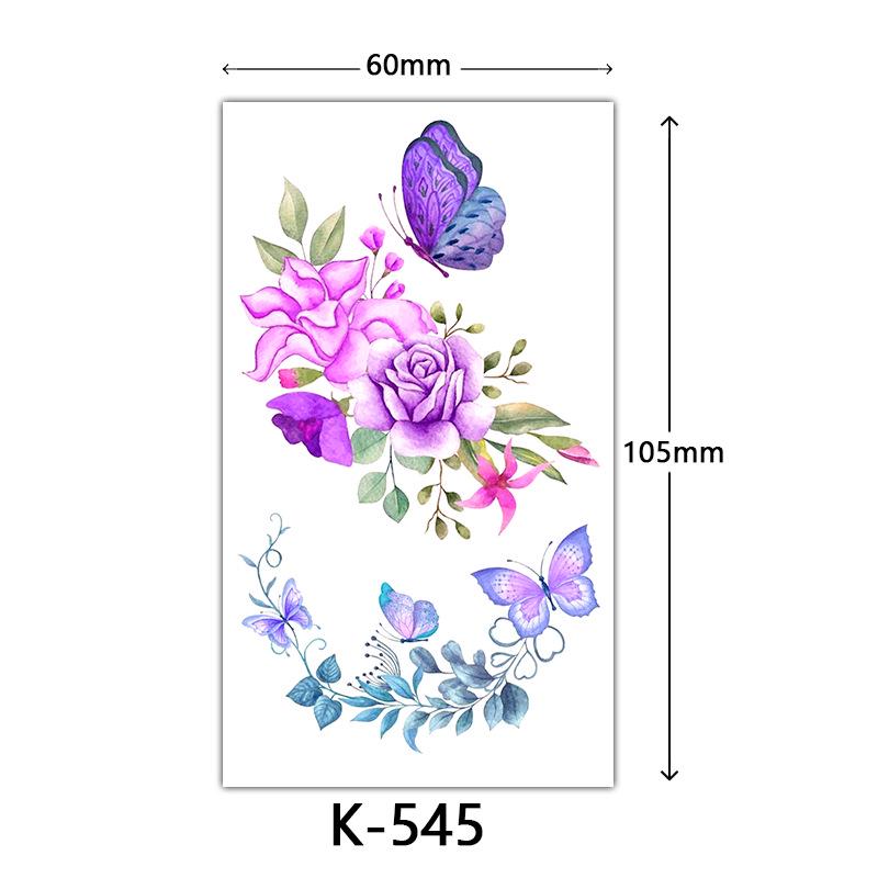 Waterproof Tattoo Stickers: English Letters, Flowers & Butterfly Sketches