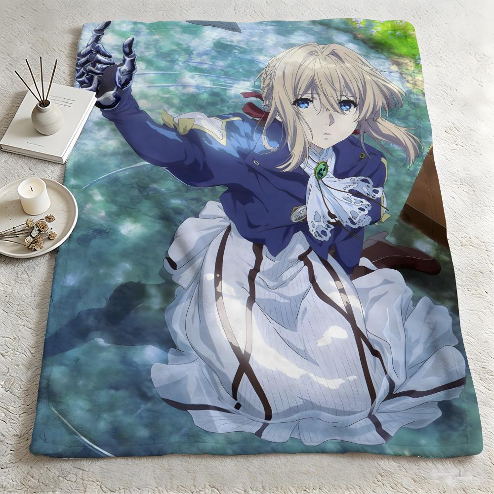 anime VViolet Evergardenn Throw Warm Soft Flannel Blanket Multiuse for Sofa Bed Camping Travel Nap