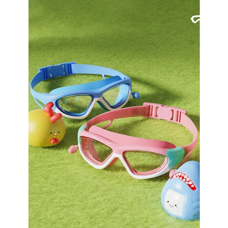 Детские водонепроницаемые и противотуманные очки для плавания с большой оправой, удобные очки, силиконовые беруши