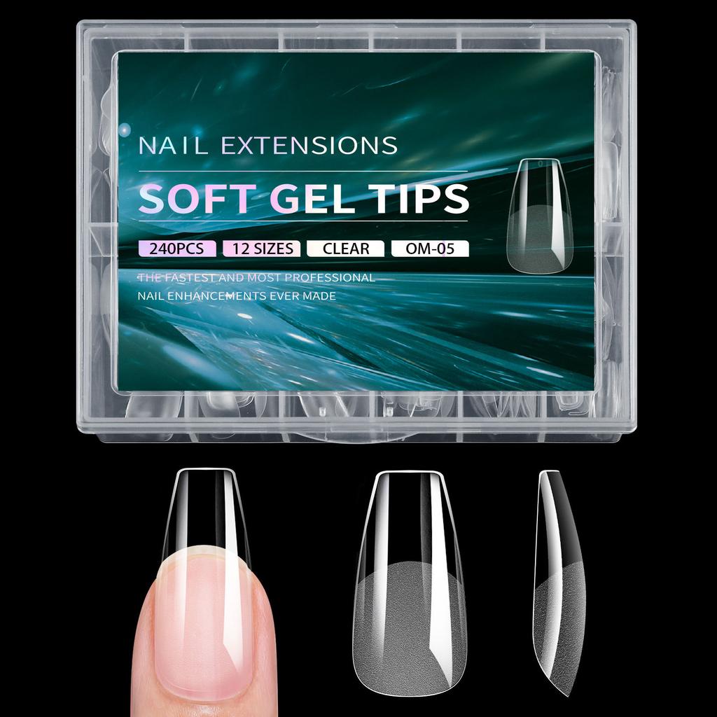 Накладные ногти для дизайна ногтей, прозрачные, полуматовые, ультратонкие, удлиненные, не оставляющие следов, не шлифующиеся, тонкие, 240 штук