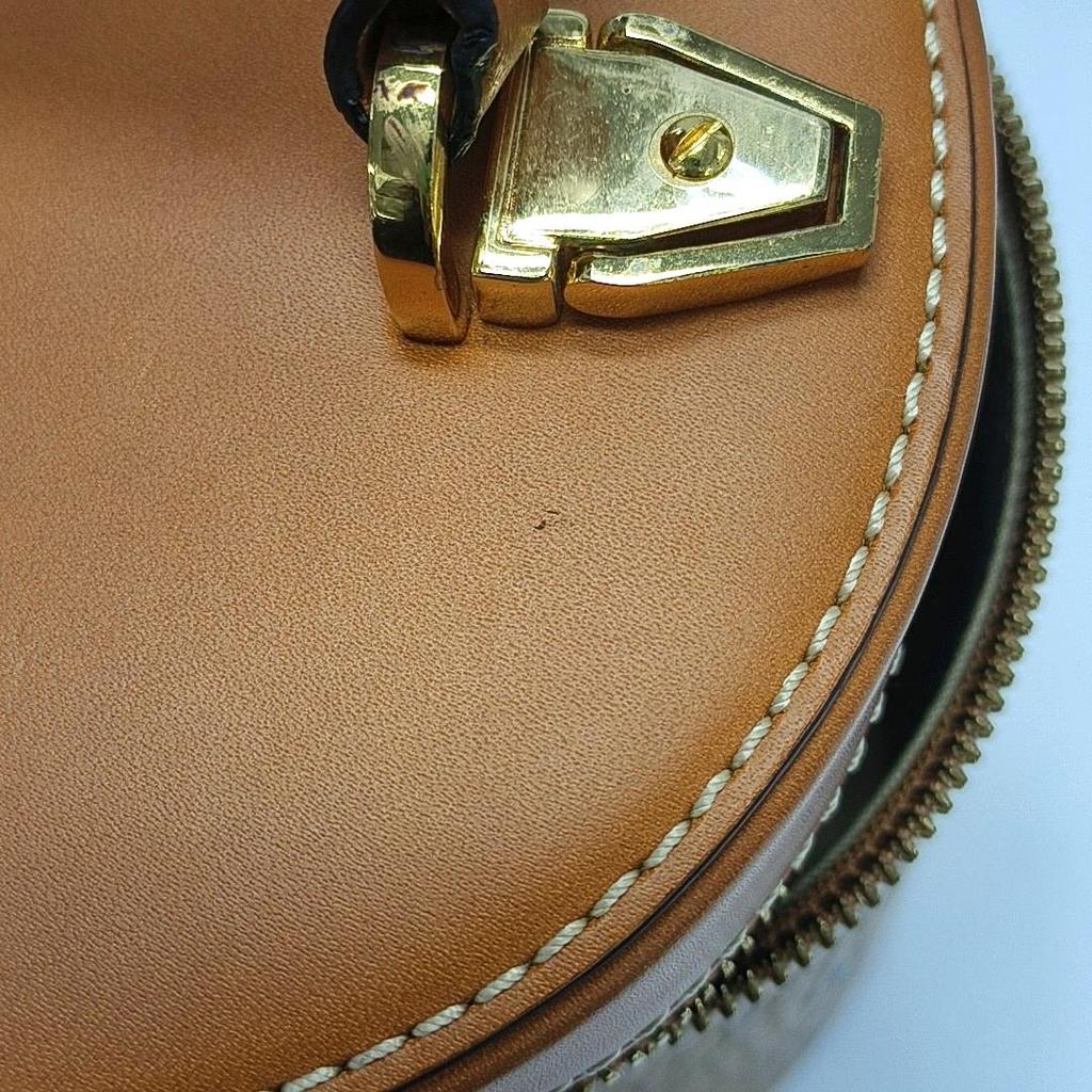 [Pre-Owned] Visetos Miniature Print Leather Cylinder Tote Bag - Good #14XNUA