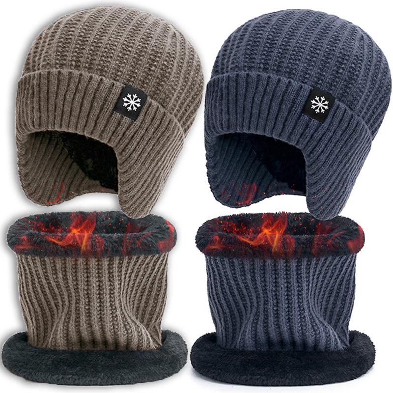 Зимние шапки Вязаная шапка для мужчин и женщин Бархатная шапка Коралловый флисовый шарф Уличная шапка для верховой езды Теплая утолщенная бархатная защитная шапка для шеи