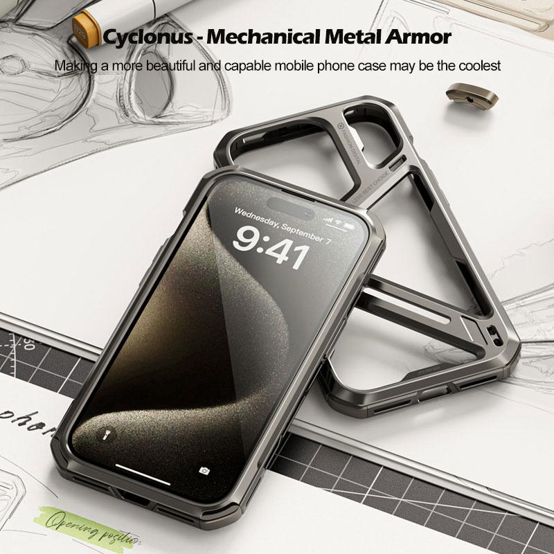 Роскошный механический полый чехол из титанового сплава для iPhone 13 14 15 Pro Max, металлический съемный защитный противоударный чехол, чехол