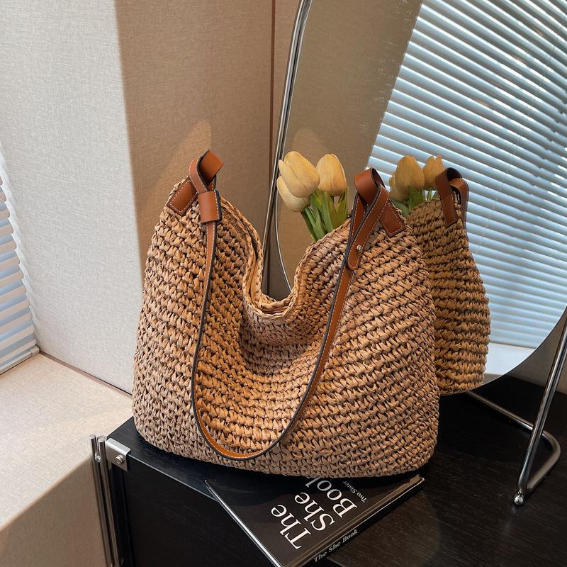 Летняя плетеная соломенная сумка женская новая большая вместительная сумка на плечо мессенджер пляжная сумка для моря
