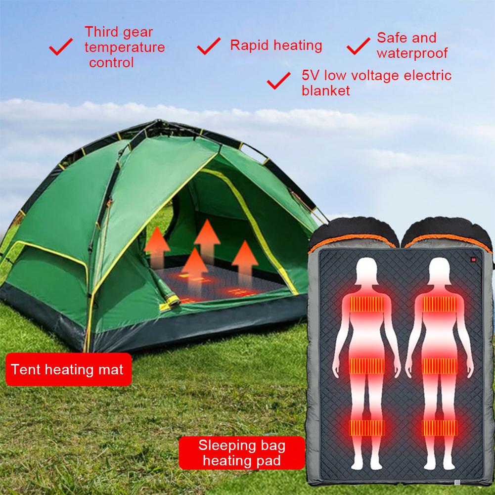 USB Electric Heating Pad Electric Blanket Outdoor Camping Heated Mat Sleeping Thermal Pad Winter Foot Warmer Pad 180x150cm
