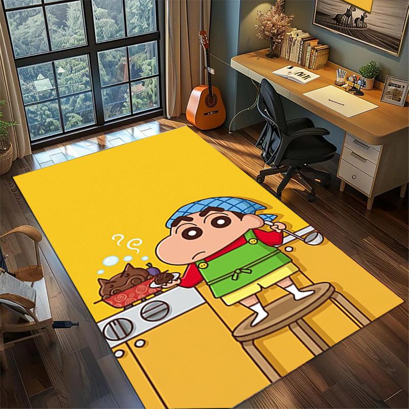 Non Slip Washable Crayon Shin-chan Floor Mat Large Area Rug Gamer Room Bedroom Decor