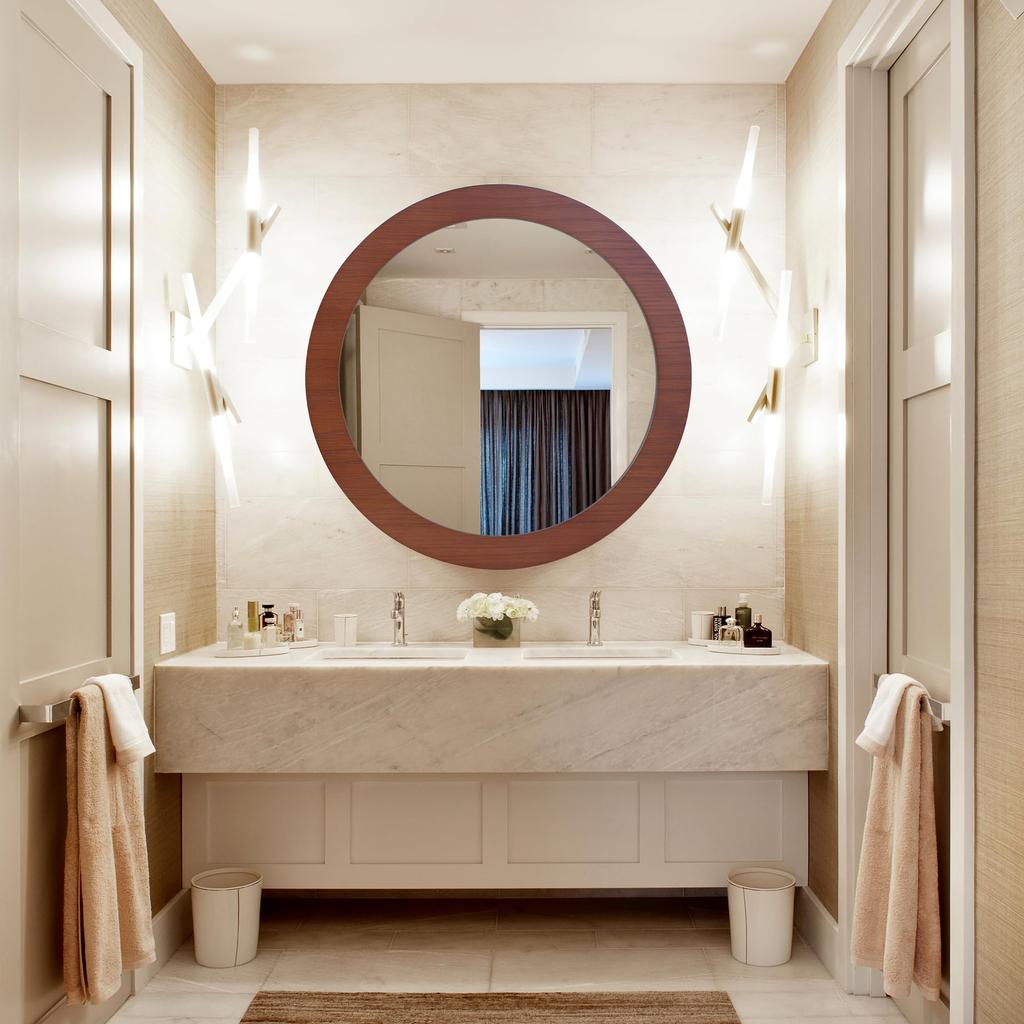 Hohoemi настенное зеркало из натурального дерева, круглое настенное ударопрочное зеркало HD, японское круглое зеркало, рамка, зеркало, зеркало, интерьер, ванная комната,