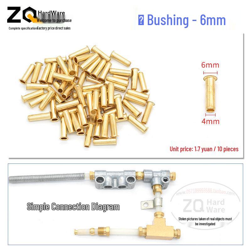 Oil Circuit Distributor Set: Nylon Tube, Copper Double-Ended Plug, Bushing, Inner Snap Ring (810x1 to 1/4), 68mm.