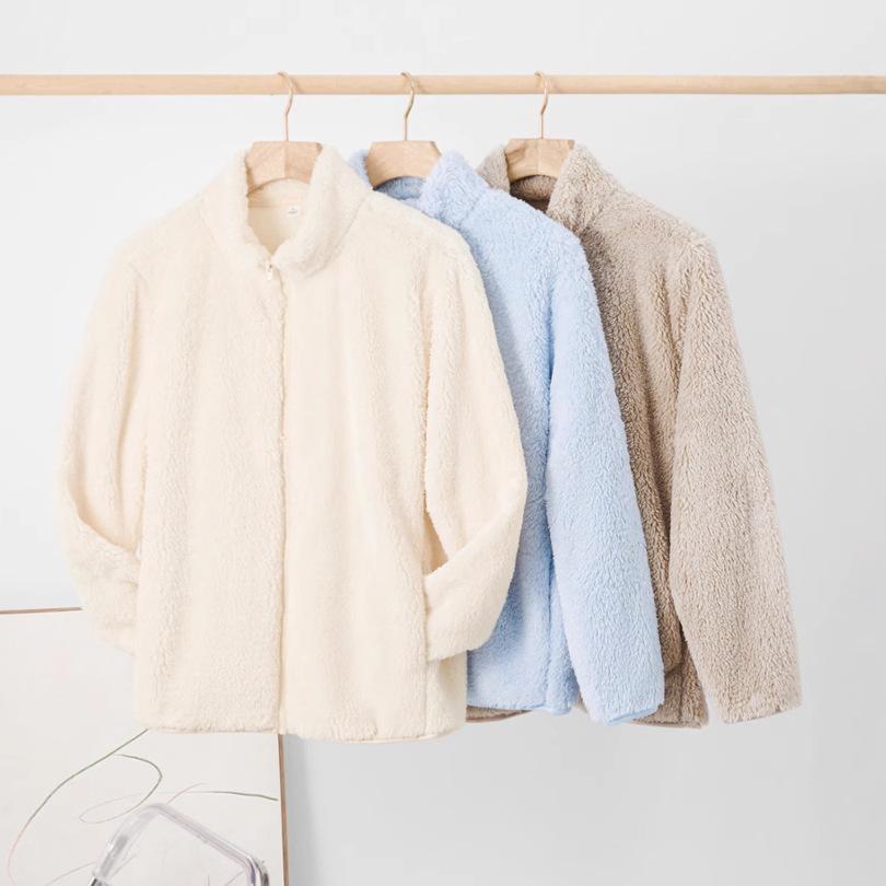 Autumn/Winter Stand Collar Coral Fleece Plush Jacket - Warm, Versatile, Casual Outerwear