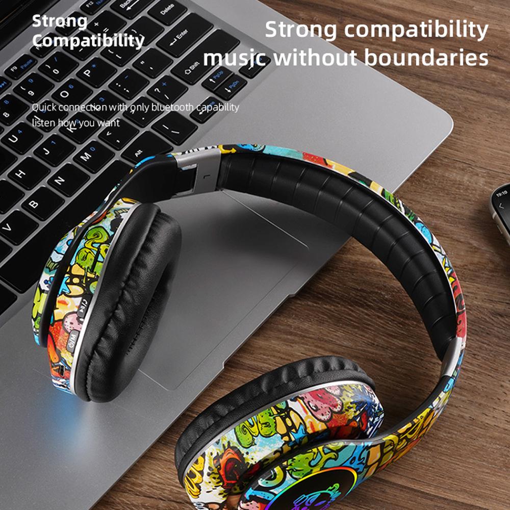 Беспроводные наушники Bluetooth с микрофоном, вспышкой, стерео музыкальные игры, спортивные складные гарнитуры для детей, девочек и мальчиков, подарок