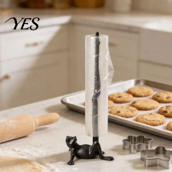Rustic Paper Towel Rack Holder, Multi-Purpose Storage Stand for Kitchen Rolls Plastic Wrap And Paper, Weighted Base Holder Retro Cast Iron Napkin with