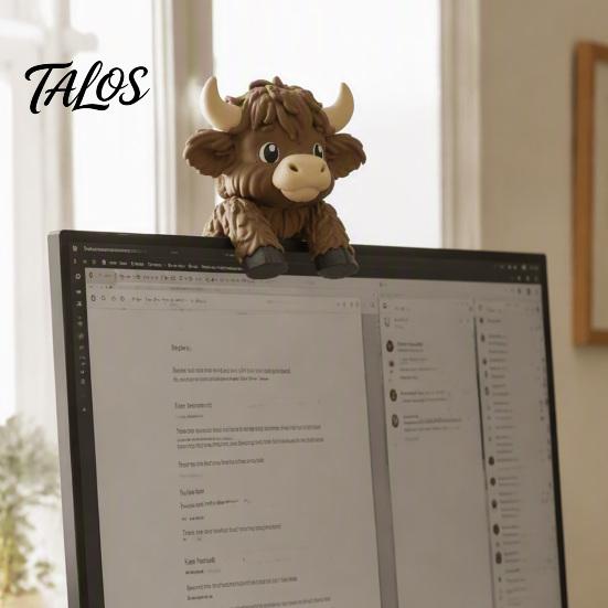 Highland Cow Monitor Decoration Cute Sitter Decor, 3D Printed Figurine, Fun Personalized Office Workspace Decor Desktop Ornament for Computer