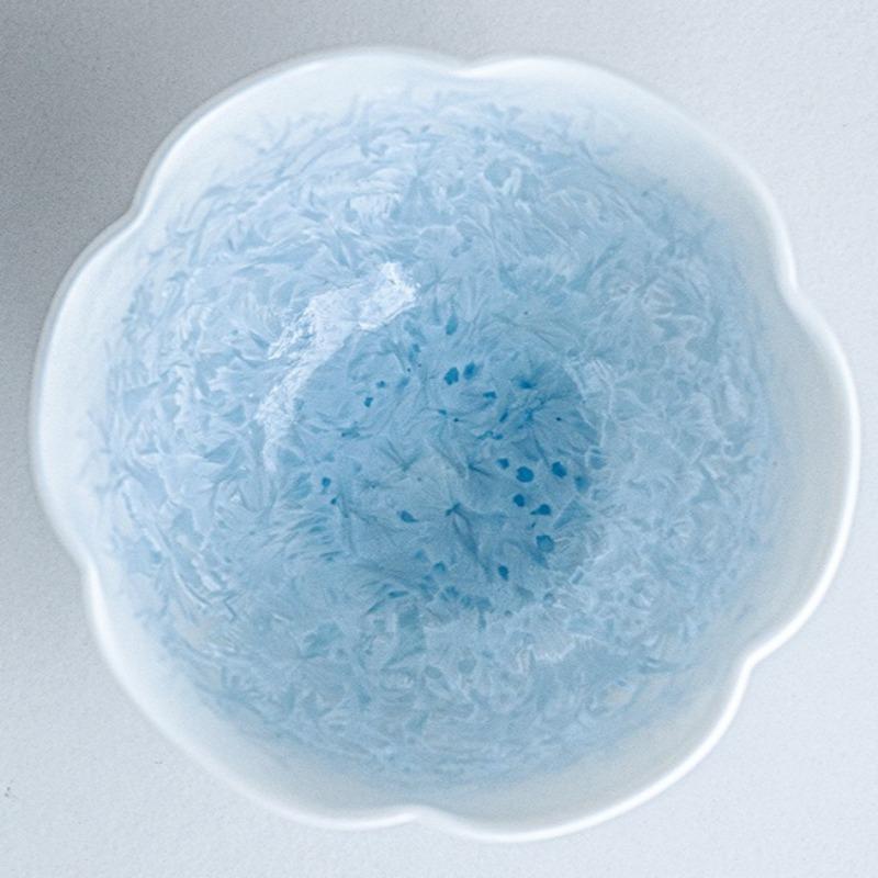 Crystalline Glaze Ice Crystal Blue Flower Mouth Cup Master Cup Teacup Single Cup Ceramic Tea Drinking Cup Kung Fu Tea Cup
