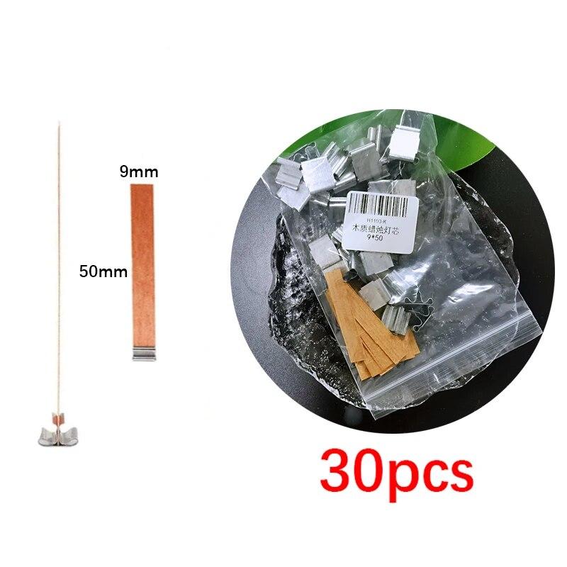 30 шт. деревянного фитиля для свечей с зажимным основанием, плетеный горящий бездымный фитиль для свечей, инструмент для центрирования свечей