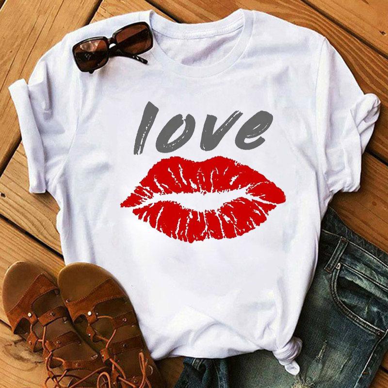Women's Eyelash Print Loose Casual Simple Round Neck Pure Cotton Short Sleeved T-Shirts Lady Tees