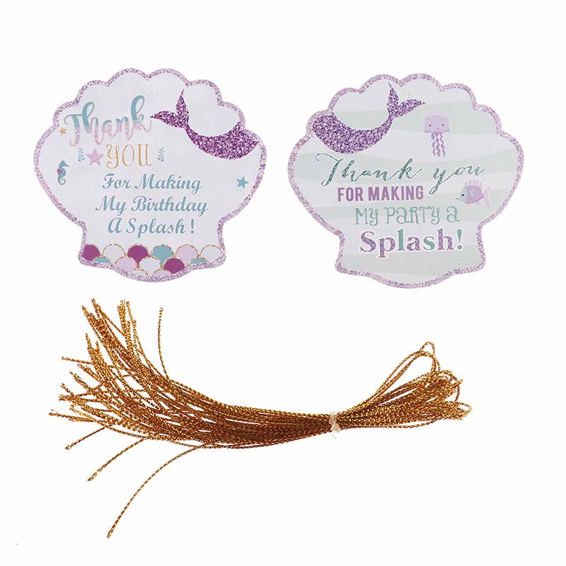 24 шт. Бирки «Спасибо», Бирки в виде ракушек русалки со шпагатом, Упаковочные этикетки для подарочных коробок