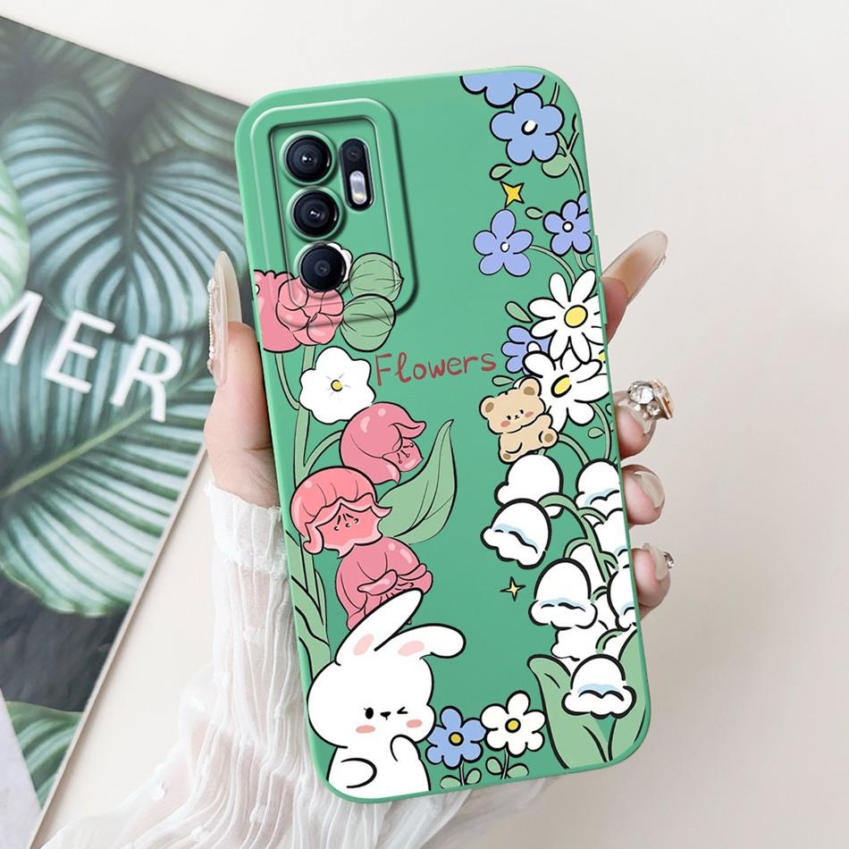For OPPO Reno6 CPH2235 Elegant Sunflower Tulip Printed Phone Case For Oppo Reno 6 4G Soft Silicone Shockproof Cases