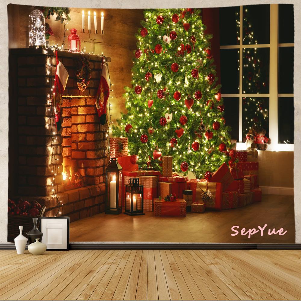 SepYue рождественские носки каминная елка праздничное украшение гобелен с принтом хиппи винтажный большой 3d тканевый настенный гобелен