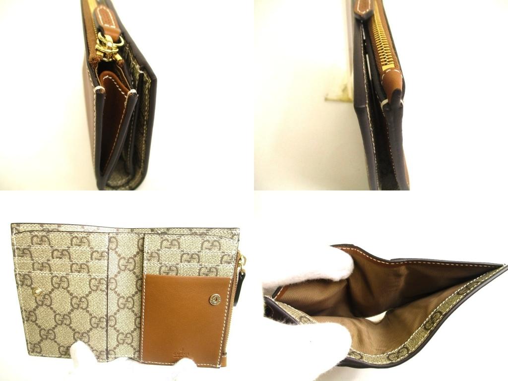 Authentic GUCCI GG Emblem Brown Leather Medium Wallet Bifold Wallet Compact Wallet #a761  Refurbished