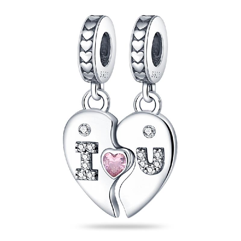 925 Silver Valentine's Day Love Pink Series Beads Suitable For Pan Bracelet Diy Anniversary Jewelry Gift