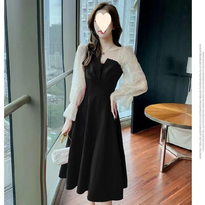 Элегантное красное платье во французском стиле для женщин – весна/осень 2025 г., свадебная помолвка и повседневная одежда