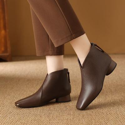 Британский стиль мода универсальные французские ботинки Мартина женские 2025 осень и зима новые нескользящая толстый каблук мягкая подошва удобные короткие ботинки женские