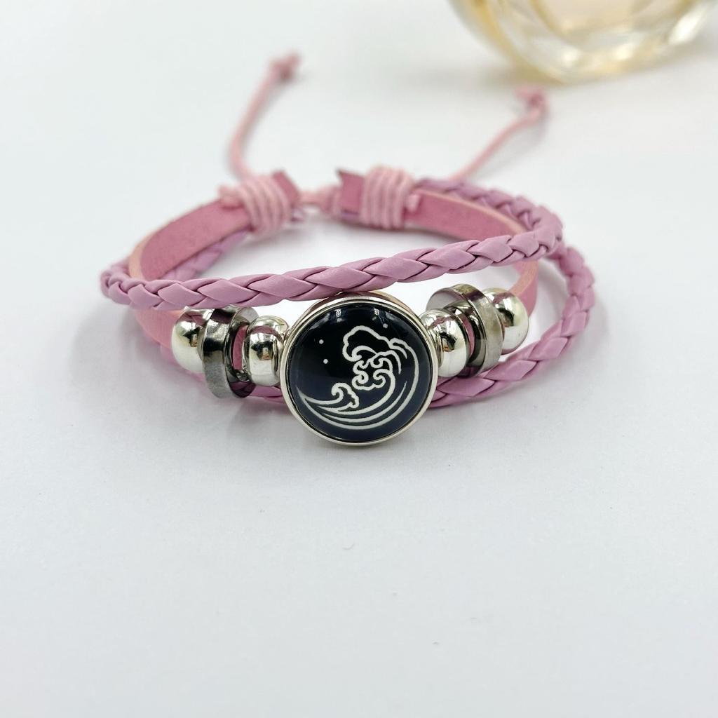 Светящийся Солнце и Луна Камень времени Унисекс Винтажный Кожаный и Бисером Браслет