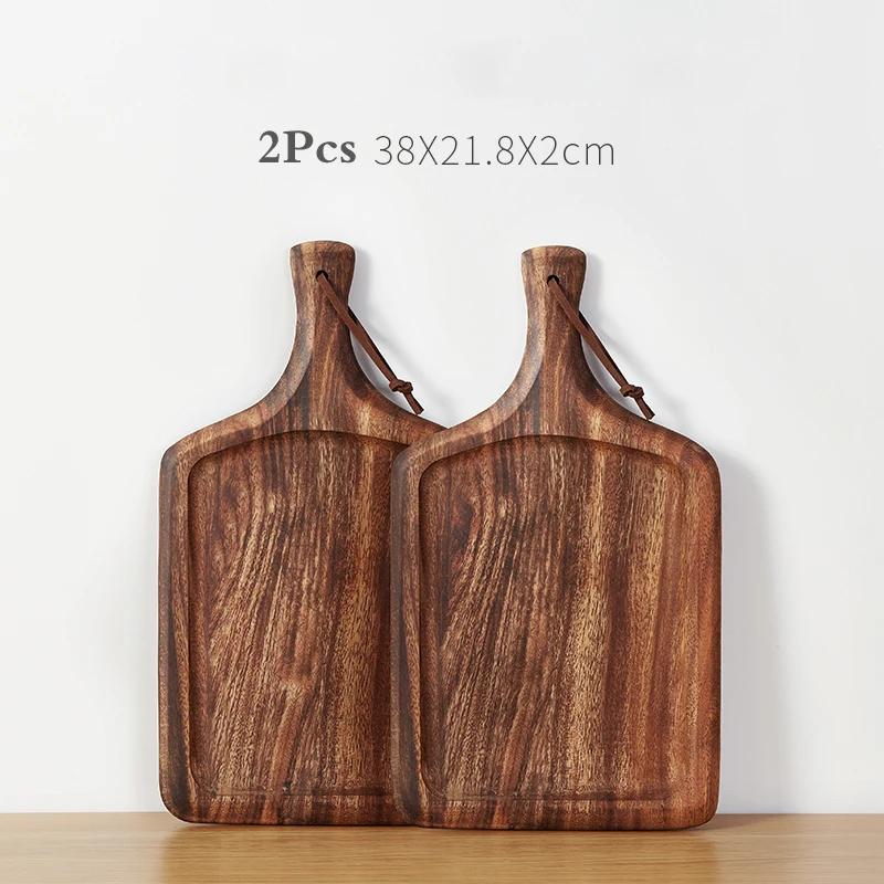 Японская деревянная тарелка для пиццы Деревянная столовая посуда для стейков Доска для хлеба Деревянный поднос Набор тарелок для западной кухни Тарелка для стейков из цельного дерева