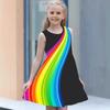 Fashion Girls Dresses Summer New Round Neck Vest Style 3D Printing Princess Skirt